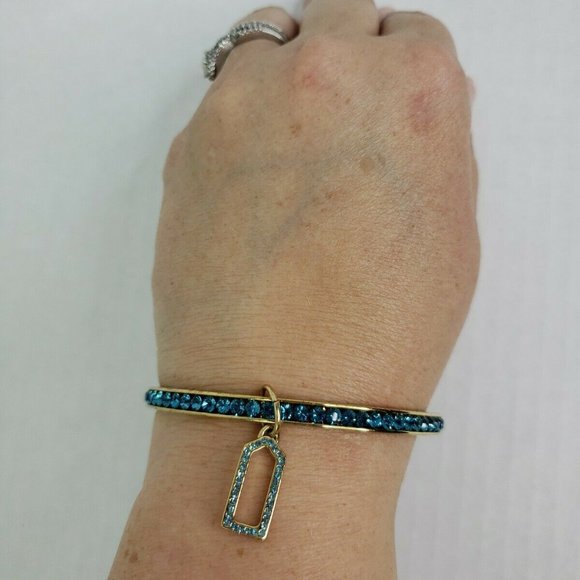 Coach Bangle Bracelet Designer Gold Blue Pave - Picture 1 of 8